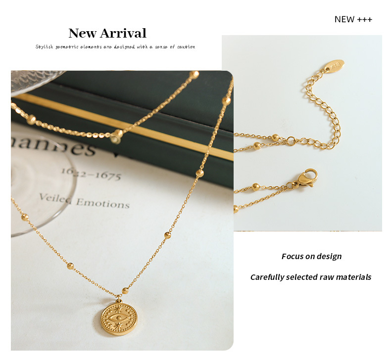 Retro Eye Titanium Steel Plating Layered Necklaces