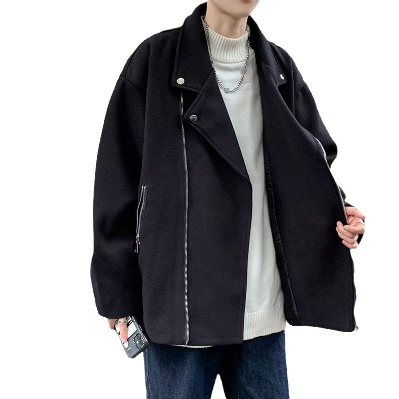 Chaqueta de traje grueso de moda para hombres, traje de marca de moda, abrigo de lana corto, otoño e invierno, ropa de hombre de calle frita de alta gama