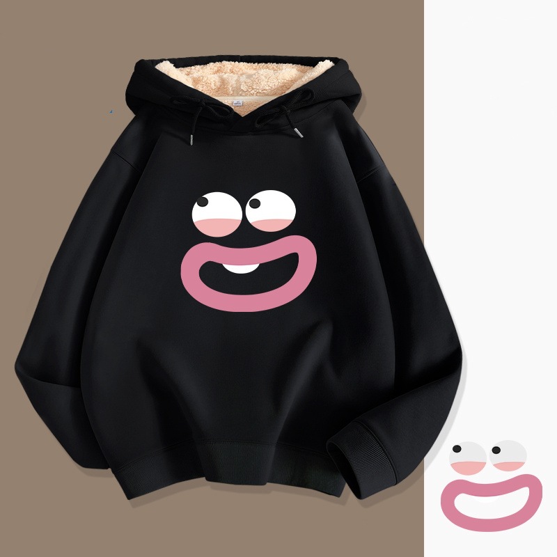 후드 양가죽 포켓-블랙-핑크