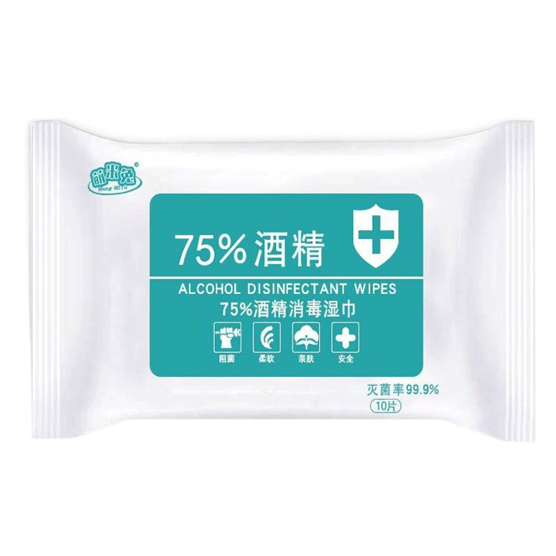 Mengmi Rabbit, 75% спиртовые дезинфицирующие салфетки, толстые портативные влажные салфетки для ручной клади, 10 маленьких пакетов