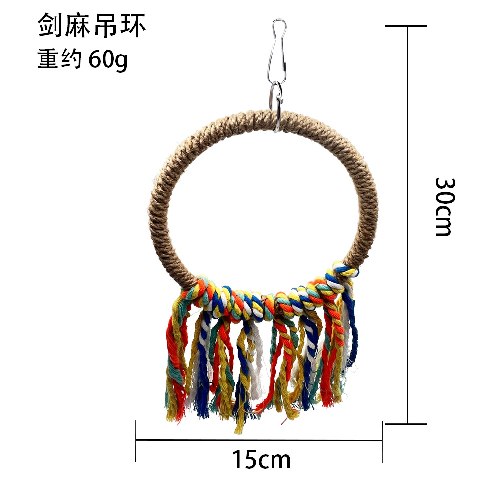 Loro juguetes columpio creativo anillo de sisal piel de tigre peonía Xuanfeng mordisqueando anillo colgante de escalada accesorios para jaulas de pájaros suministros