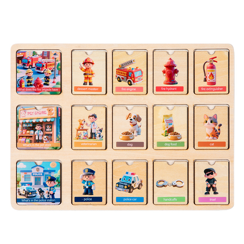 Juguete de aprendizaje de madera de doble cara de Montserrat para niños pequeños cognitivo rompecabezas de pensamiento lógico image 10