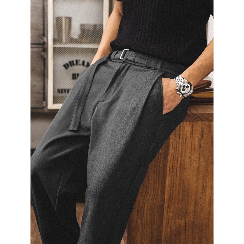 American retro straight-leg drape casual trousers for men, new spring style for work and commuting, trendy loose-fitting long pants American retro straight-leg drape casual trousers for men, new spring style for work and commuting, trendy loose-fitting long pants