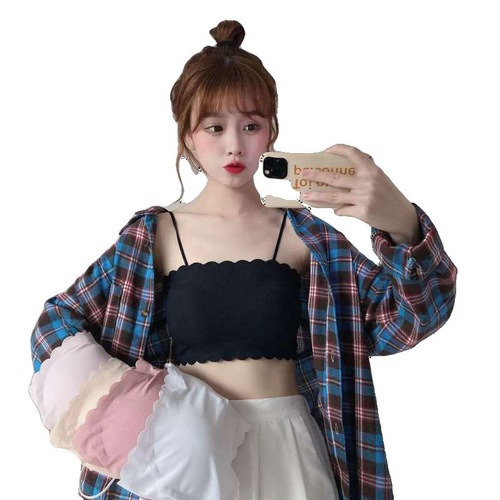 One-piece halter top beauty back ice silk wrap bustier student Korean version small chest shaping thin undershirt women's lingerie