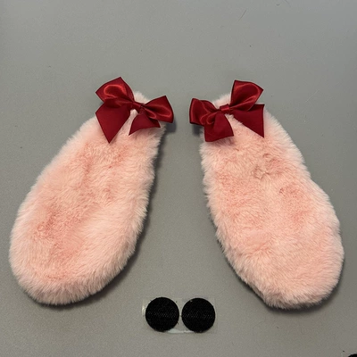 Detachable Rabbit Ears Internet Popular Motosiklet dəbilqələri - ears-red-bow-pink