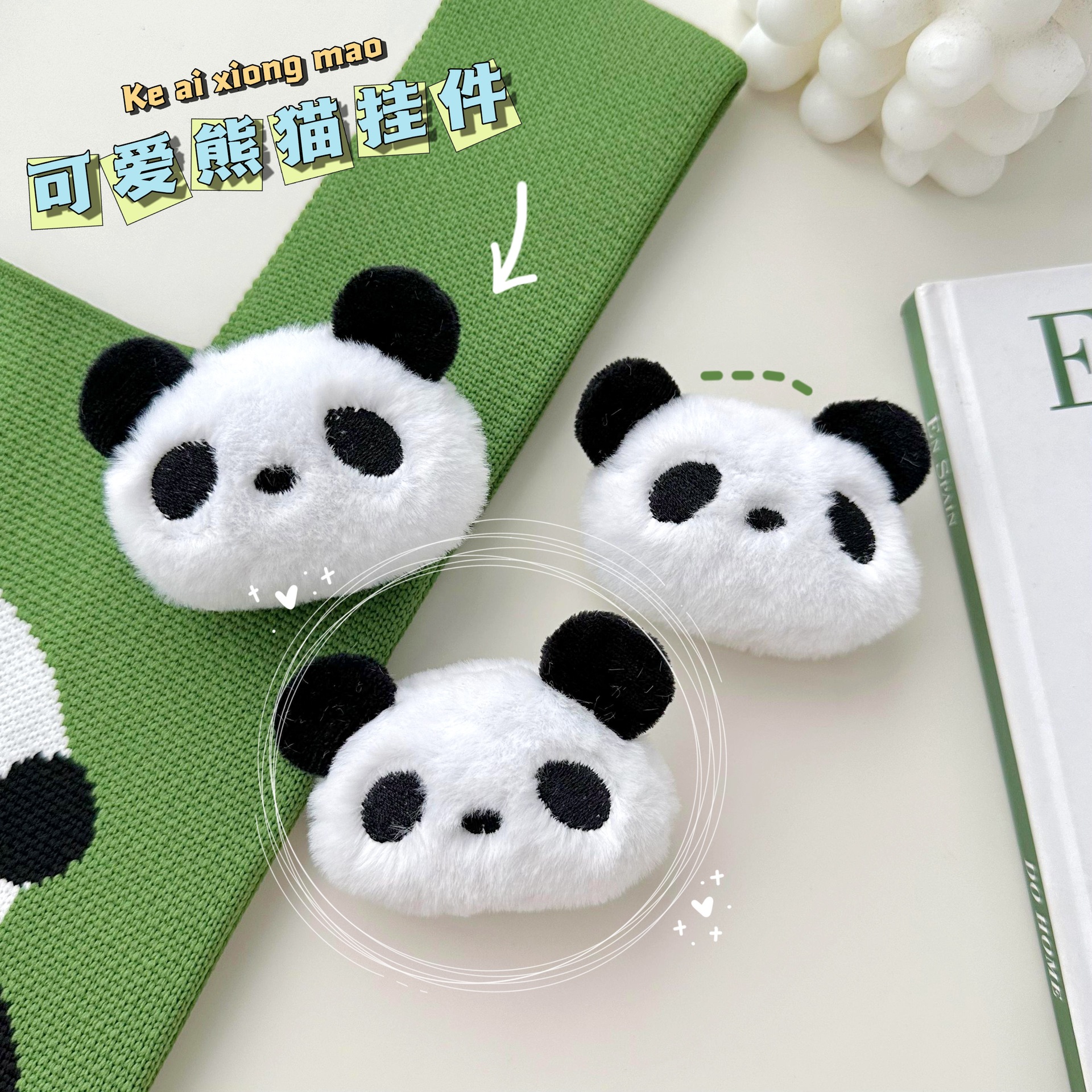 Muñeca de peluche creativa de dibujos animados colgante de panda gran panda blanco bolso lindo accesorios de niña horquilla accesorios para el cabello muñeca