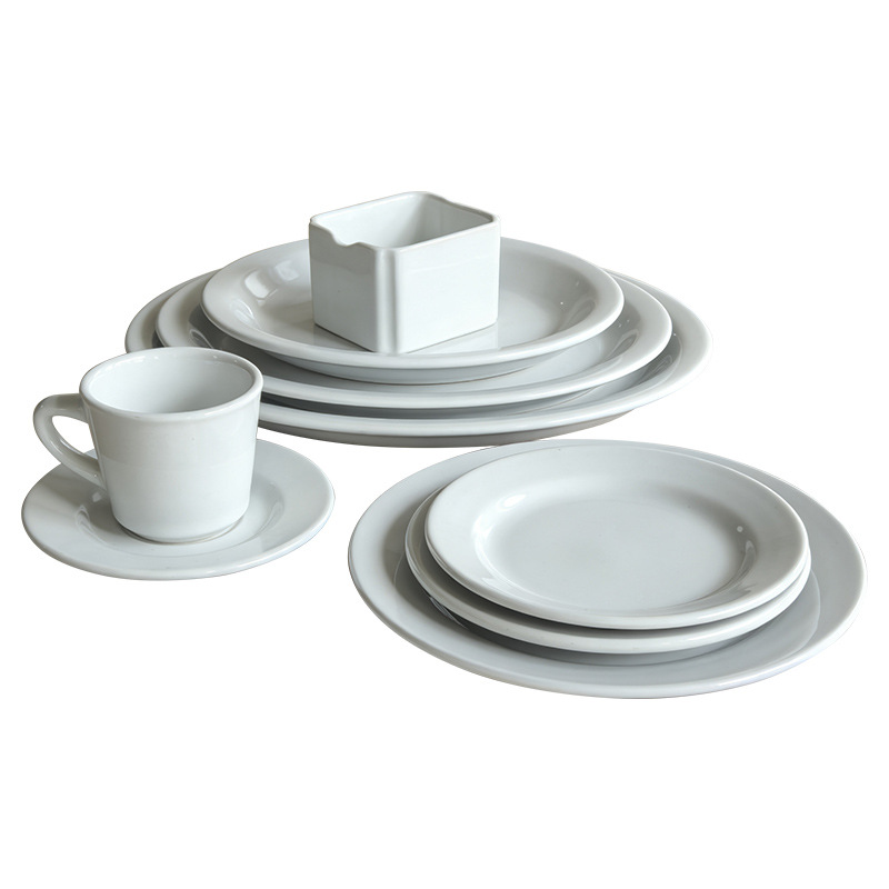 Juego de Vajilla de Cerámica de Porcelana, Esmaltado Blanco, Color Sólido, para Hotel, Restaurante y Hogar image 6