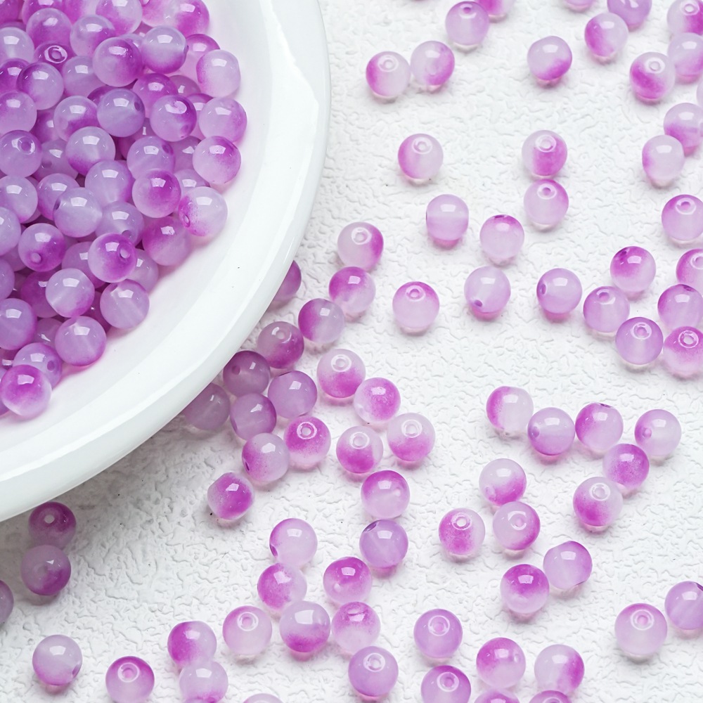 10mm de dos colores de gradiente de perlas de vidrio collar pulsera hecha a mano DIY pulsera cuentas redondas accesorios al por mayor