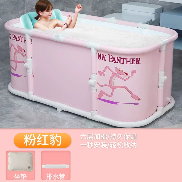 [No installation required, open in one second] 1.2m pink cartoon-full body cotton bathtub