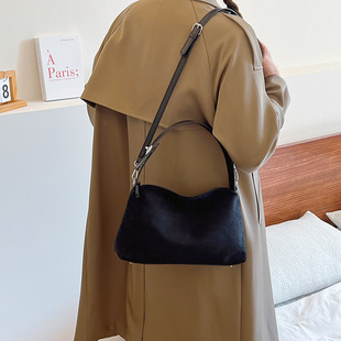Autumn and Winter retro suede handbag large capacity bag casual all-match underarm bag New elegant frosted shoulder bag