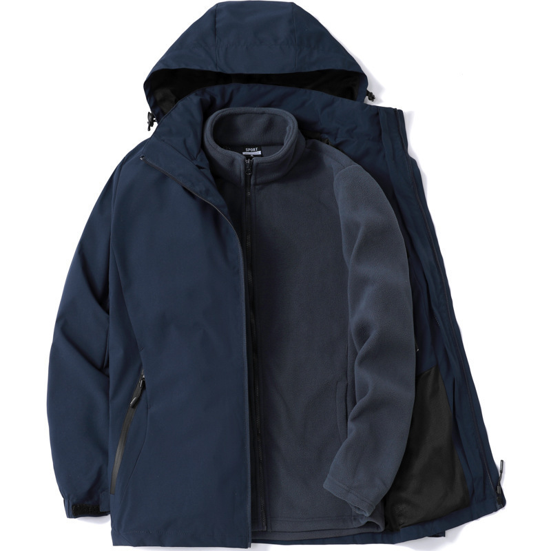 Chaqueta de Montaña 3 en 1 Dos Piezas Mezcla de Fibra Química Desmontable Térmica para Senderismo