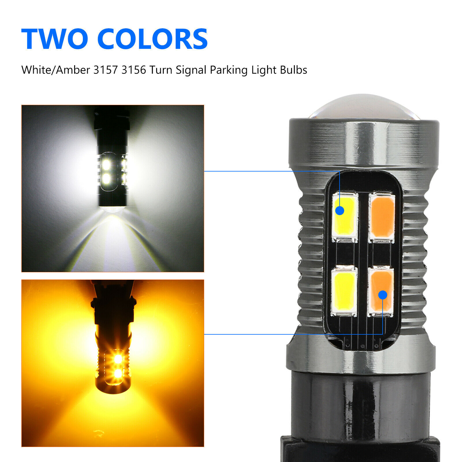 Luz de freno LED de automóvil 3157 20SMD5630 blanco + amarillo de dos colores luz de freno alta luz de marcha atrás brillante