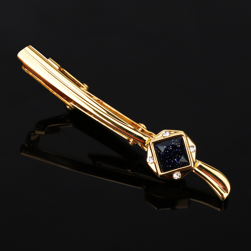 별이 빛나는 로맨틱 다이아몬드 모양의 황금 넥타이 클립 선물 상자 핫 판매