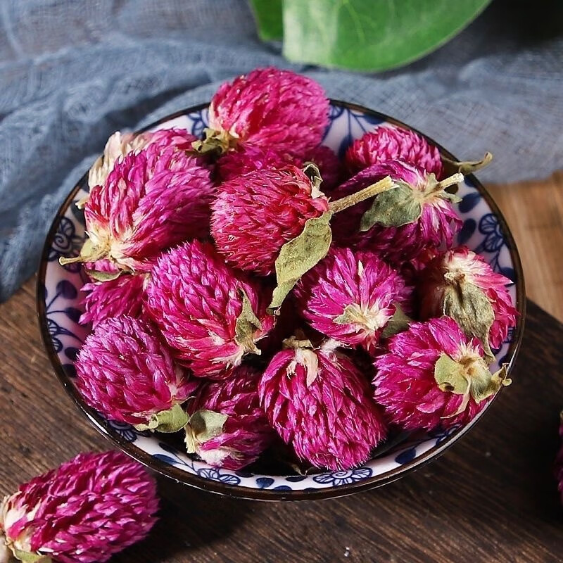 Globe Amaranth Flower 500g Qian Ri Hong Dried Herbal Tea Flowers Loose Bulk for Blending with Rose Lemon Jasmine in use