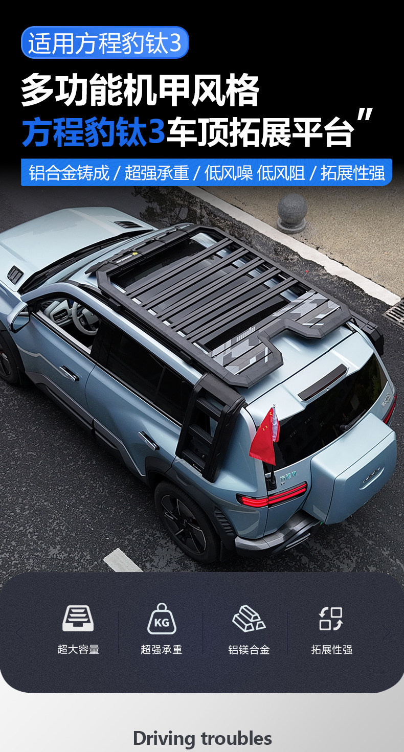 Suitable for Fang Cheng Bao Ti3 Outdoor Camping Car Roof Expansion Explorer Roof Luggage Rack Canopy Side Tent
