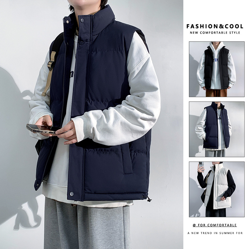 Transfronterizo 5XL - 8XL chaleco de algodón plumado hombre otoño y invierno grueso calentamiento hombro chaleco chaqueta de algodón