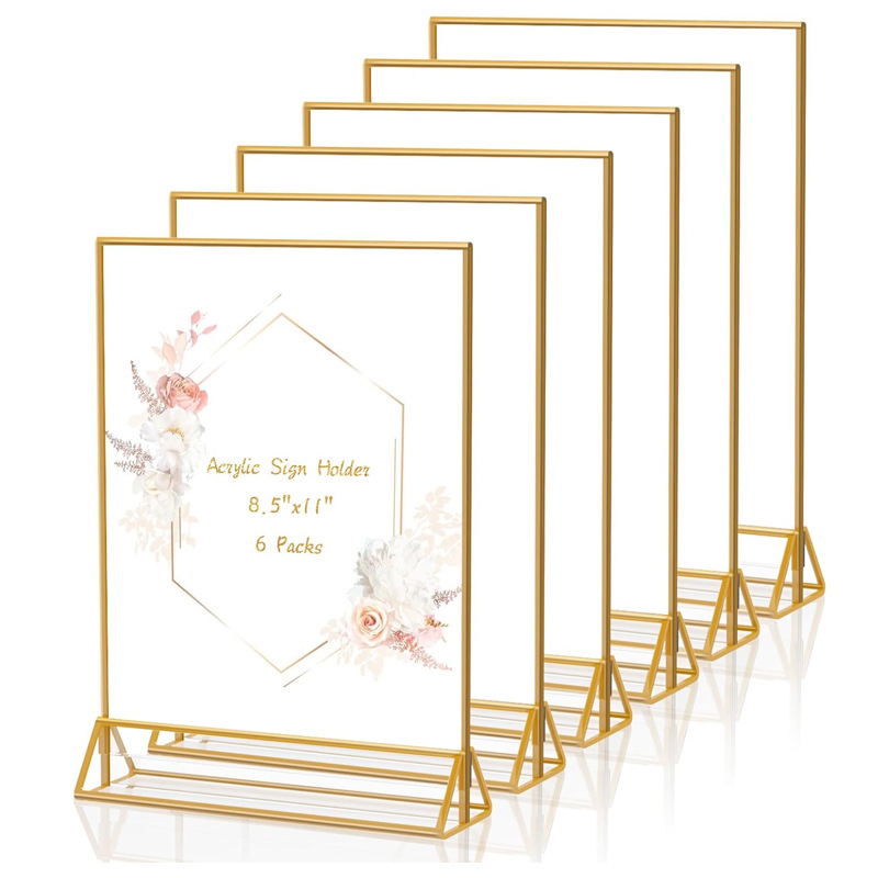 Amazon transfronterizo acrílico tarjetas de mesa golden trazado 8.5X11 tabla de mesa de doble cara