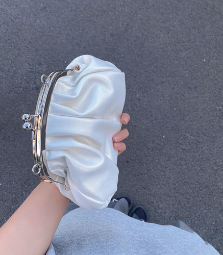  new summer style girl's cute pleated clip bag niche high-end chain bag portable crossbody bag dumpling bag