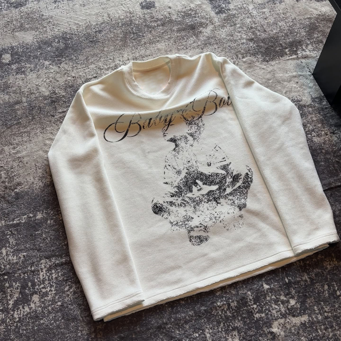 Unbranded T-shirt Baby Boy Gothic Graphic Waffle Off-White