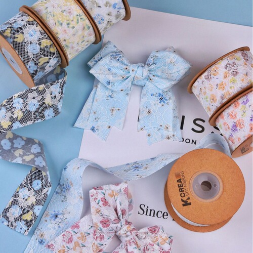 Chinese Valentine's Day small floral lace ribbon ribbon flower packaging cake baking gift box floral flower shop ribbon