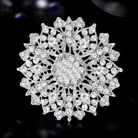 新轻奢欧美优雅镂空镶钻水晶花胸针经典女士西装大衣胸花饰品别针
