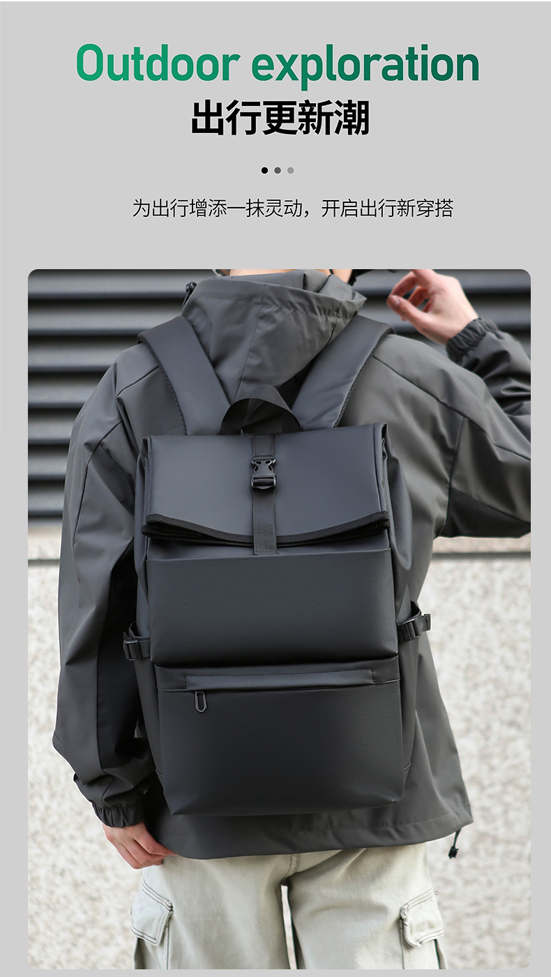 Large-capacity men's high-end backpack, simple and casual student multi-functional schoolbag, business large-capacity computer backpack details Picture