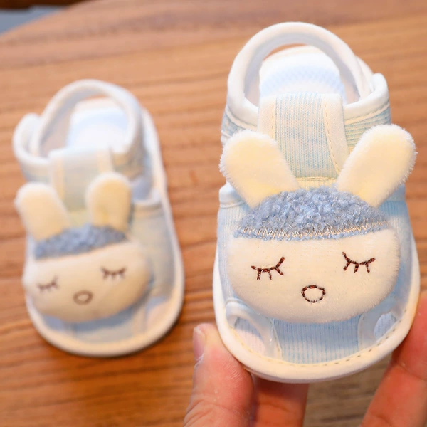 Sandals solid color dumplings blue rabbit blue rubber bottom
