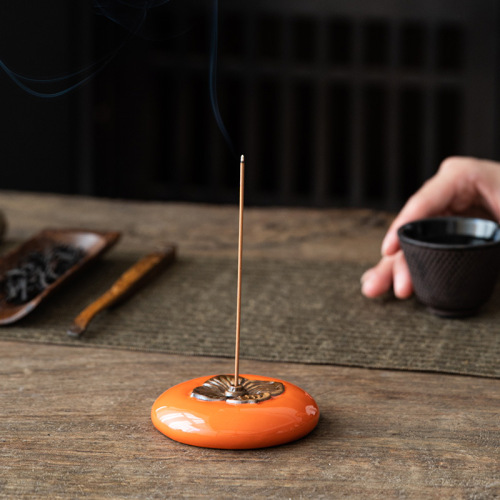 Creative ceramic incense stick Japanese-style incense burner persimmon persimmon Ruyi indoor ancient style Zen aromatherapy cross-border office ornaments