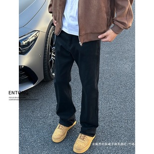Cross-Border Entong American High Street Vibe Basic Black Jeans Men's Trendy Brand Versatile Street Micro-Flared Pants