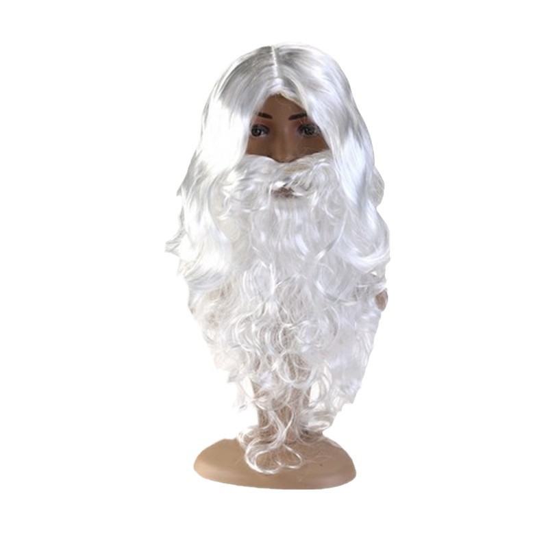 Santa Claus vestir Super gruesa Santa Claus cabeza barba peluca barba blanca traje de comercio exterior