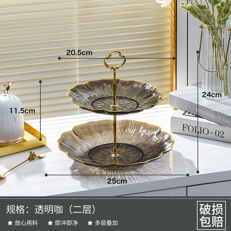 Mesa de té de sala de estar multi-capa de platos de frutas con dulces en la recepción de platos de bocadillos salón de belleza refrigerios de frutas decoración image 14