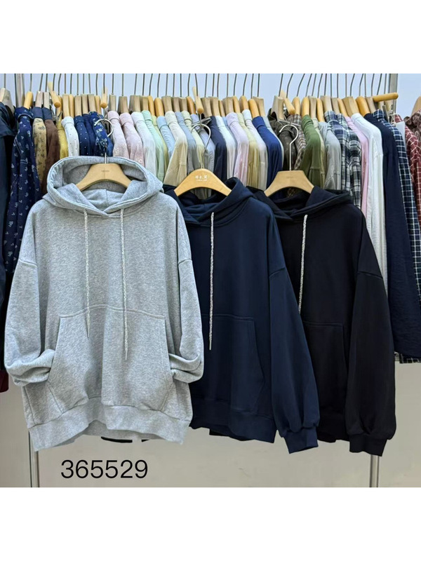 Loose Oversized Korean Style Autumn and Winter Hoodie with Large Pockets for Women 365529