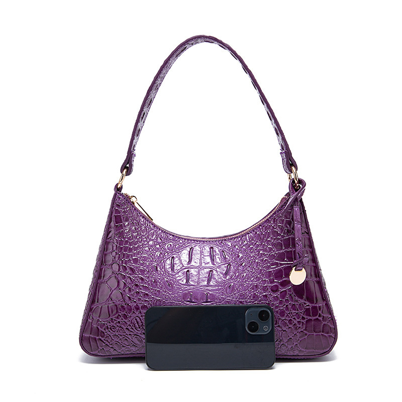 Retro Portable Underarm Women's Bag Brahman Bump Crocodile Pattern_voghion.com