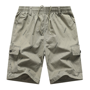 Summer 100 Cotton Shorts Men's Five-point Pants Middle-aged and Elderly Loose Casual Pants Men's Outer Wear Overalls Five-point Pants