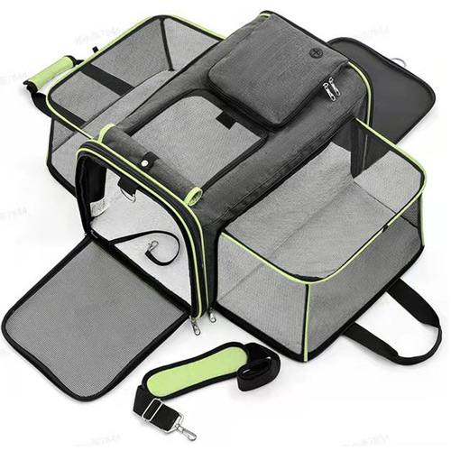 Cross-border cat bag, portable, large-capacity, portable pet bag, breathable, expandable cross-body, foldable cat cage for outings, wholesale