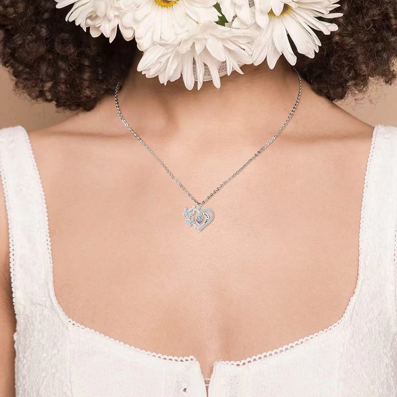 Alloy Material Fashion Letter Heart Shape Butterfly Alloy Inlay Rhinestones Valentine's Day Mother's Day Women's Pendant Necklace