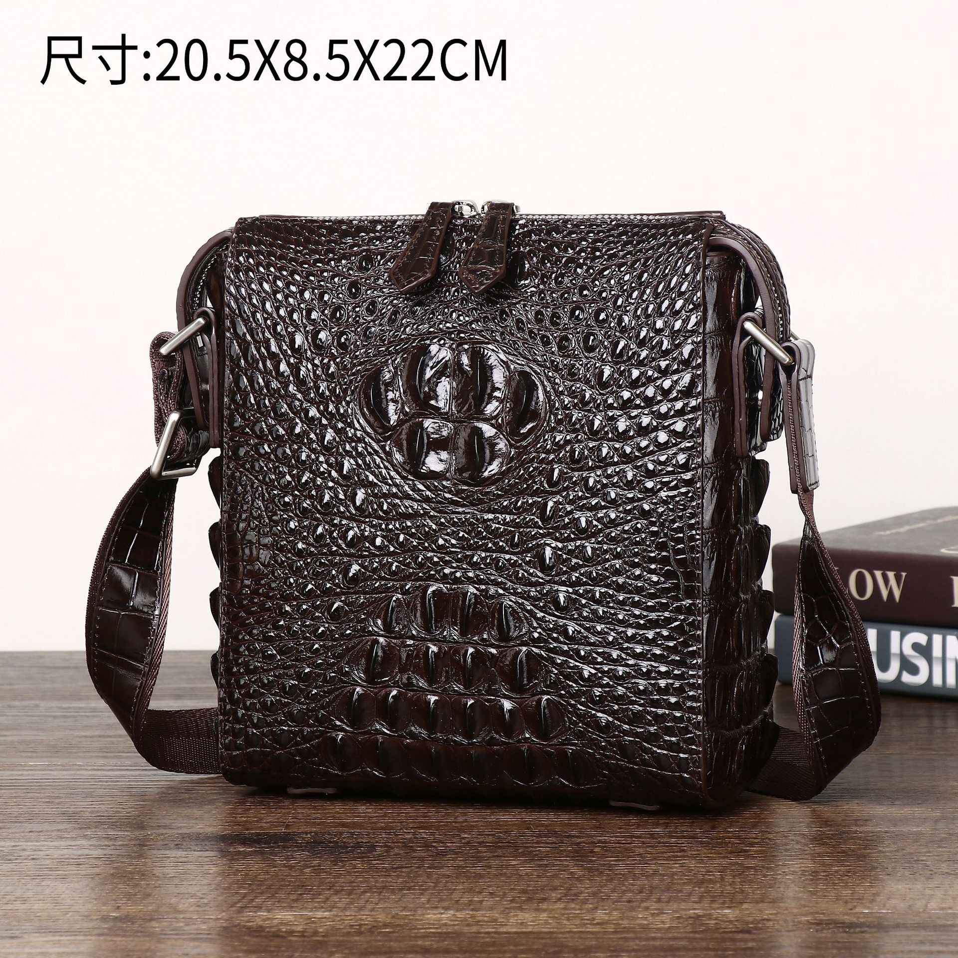 Crocodile Bone Pattern Men's Crossbody Bag Business Fashion Shoulder Bag Casual Men's Bag Trendy Bag Outdoor Backpack Factory Wholesale