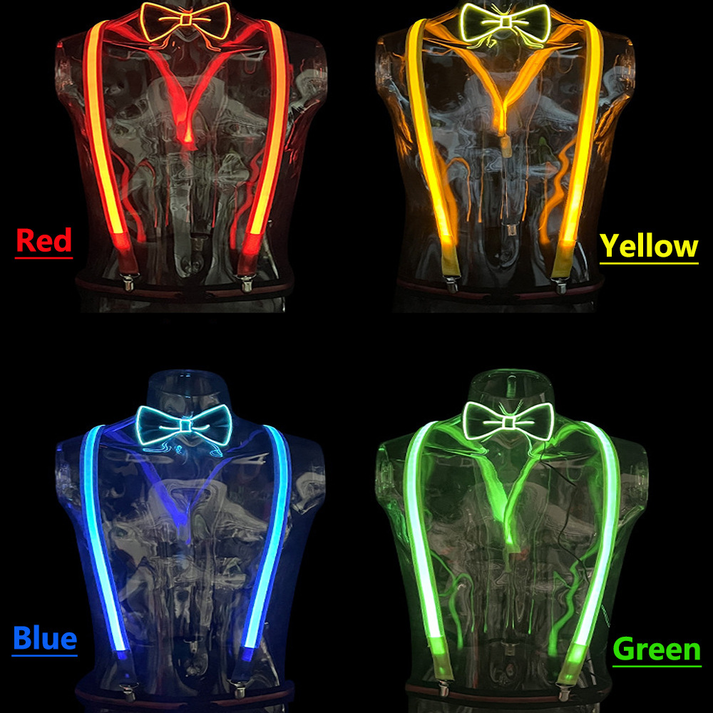 Casual entretenimiento de hombre sling pants luminoso cinturón de Navidad fiesta LED corbata luminosa guante luminoso