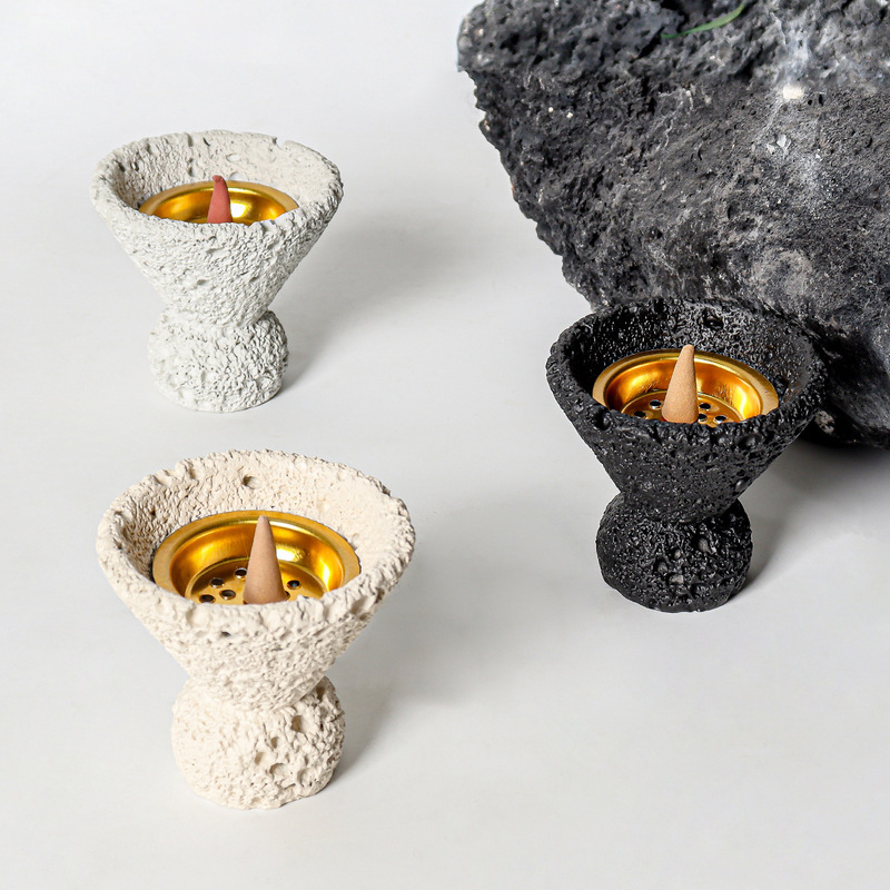 Wabi-Sabi Style Simple Industrial Style Cement Household Tower Incense Base Indoor Desktop Incense Holder Incense Holder Creative Ornaments