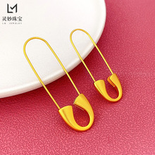 新中式国潮风沙金孕妇宝宝别针古法安全u型胸针手工diy配件礼物女