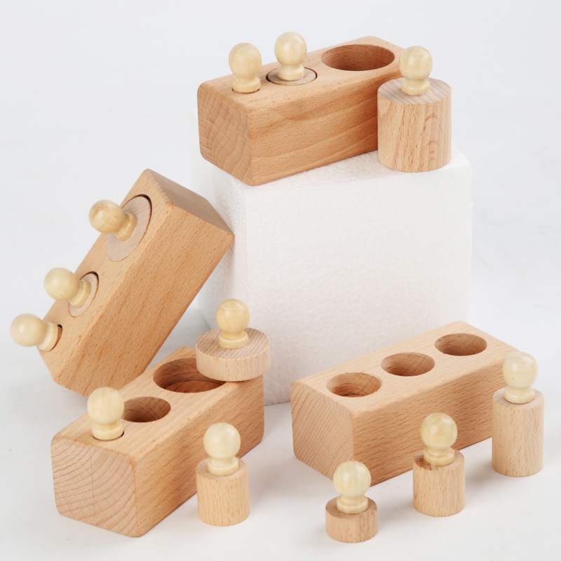 Madera Montessori ayudas didácticas de los niños educación temprana educativa iluminación cognitiva color socket cilindro