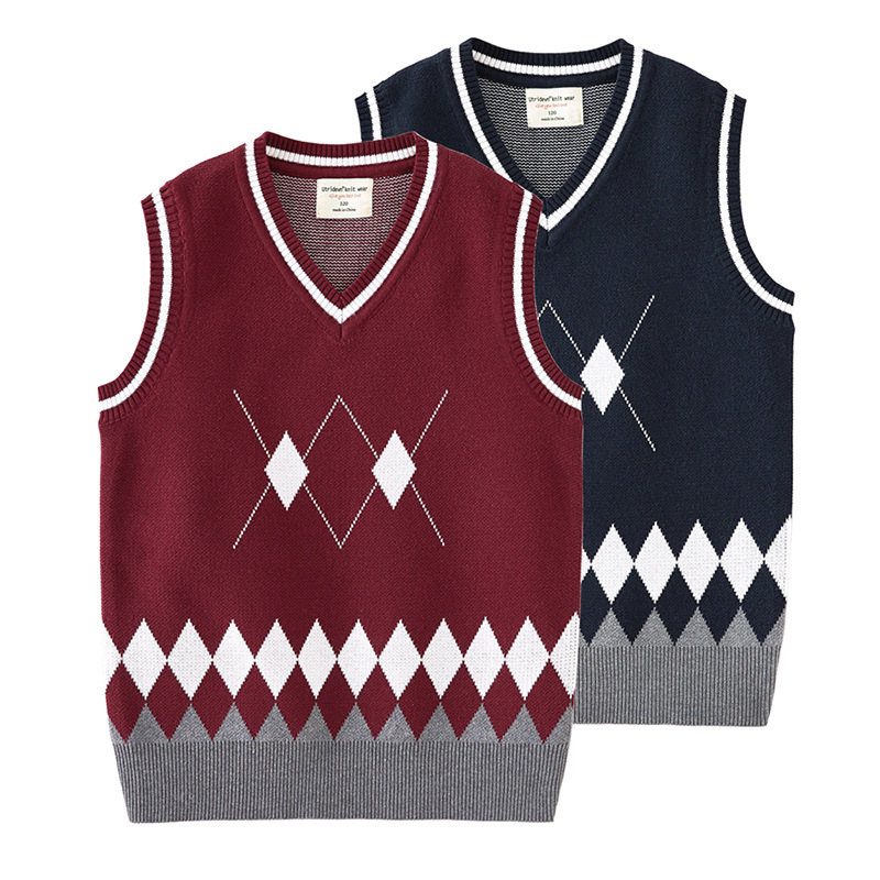 V-V-cuello DE LOS NIÑOS punto camisa chaleco 2023 estilo coreano ropa de los Niños Estudiantes y niñas suéter chaleco al por mayor