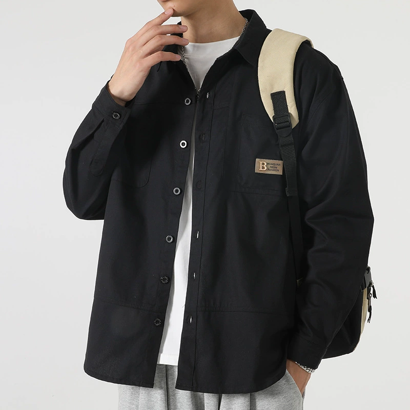 Ожирение гонконгского ветра увеличивает рубашки с короткими рукавами мужские весенние и осенние новые рубашки пальто прилив повседневная одежда мужская толстая