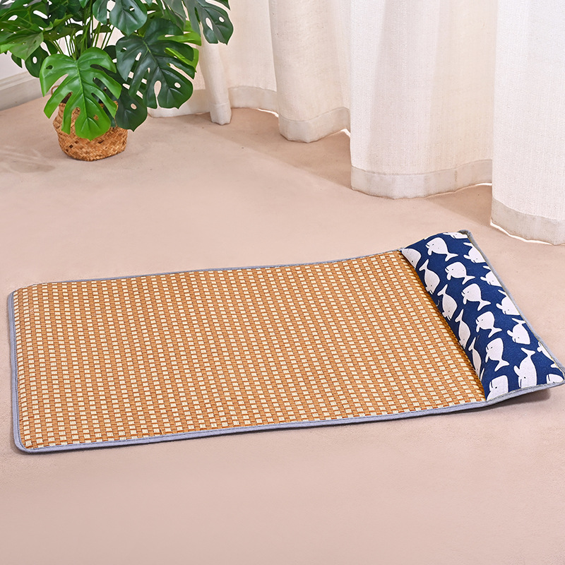 베개 등나무 매트 스타일 - 푸른 고래