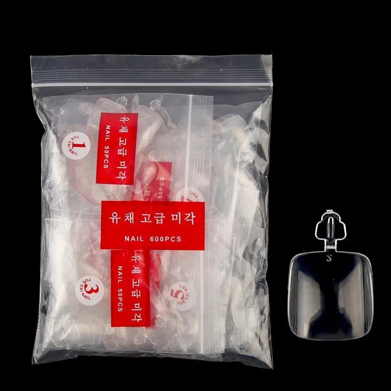 Nail Art Full Sticking Foot Nail Patch False Nail Patch Short Transparent Toenail 600 Pieces