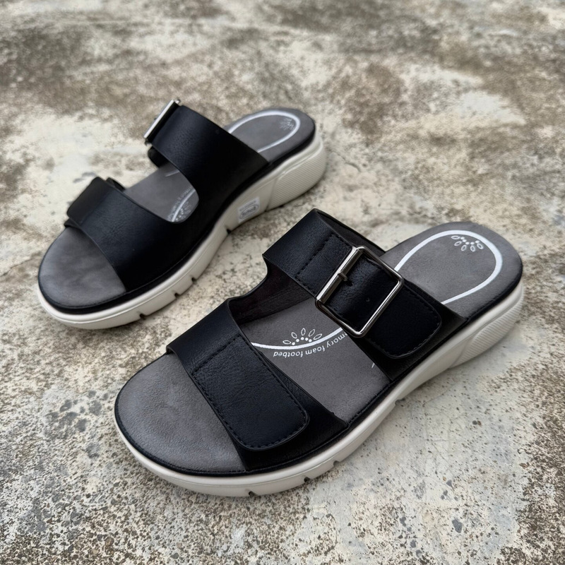 Foreign Trade Thick-Soled Sandals for Women, Summer Outdoor Wear, Double Buckle Slip-On, Soft Sole, Non-Slip, Comfortable, Cross-Border Casual Beach Shoes Foreign Trade Thick-Soled Sandals for Women, Summer Outdoor Wear, Double Buckle Slip-On, Soft Sole, Non-Slip, Comfortable, Cross-Border Casual Beach Shoes