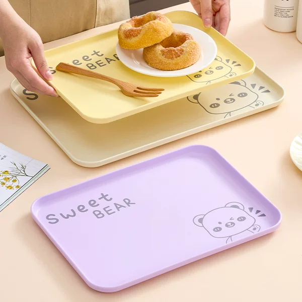 Tray Household Large and Small Tea Tray Tea Set Water Cup Refreshment Cake Fruit Snack Snack Plastic Storage Tray