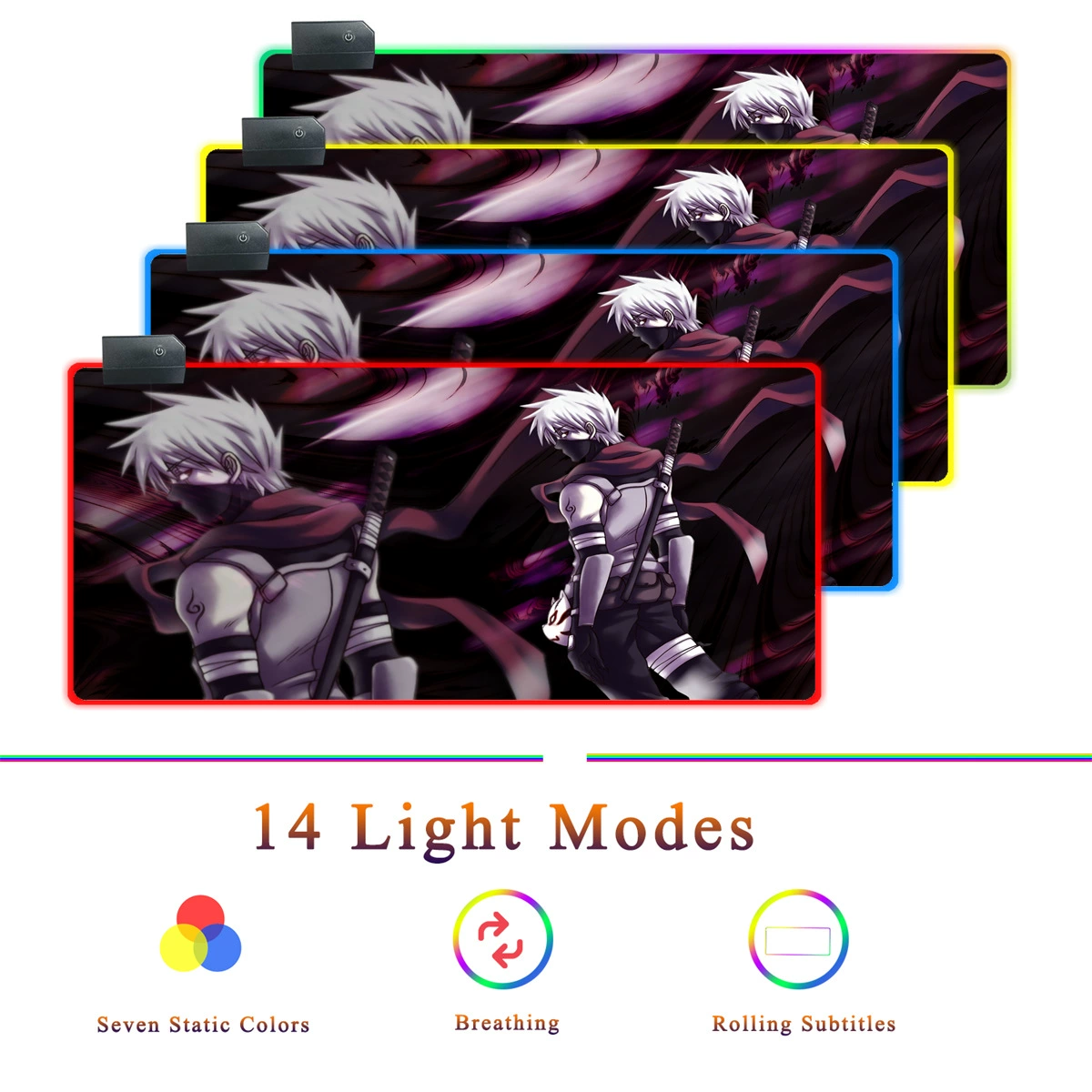 Сделай сам увеличенного размера грязеотталкивающий коврик для мыши RGB с холодной подсветкой аниме Naruto двумерный киберспорт игровой офисный коврик
