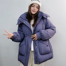 清仓 流行羽绒服女2023秋冬季新款连帽中长收腰小个子紫色外套
