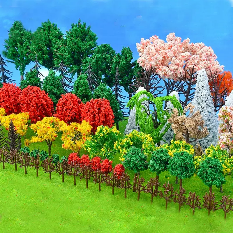 建筑模型火车沙盘材料仿真模型树迷你塑胶成品树微景观DIY材料